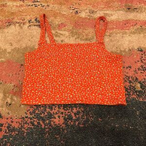 American Eagle Outfitters Orange Floral Crop Top